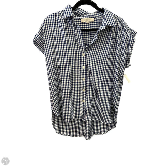 Top Short Sleeve By Loft In Plaid Pattern, Size: M