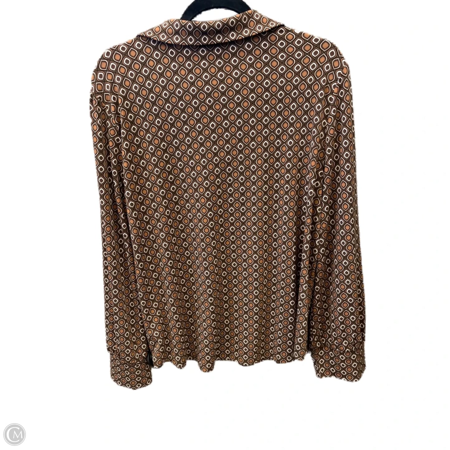 Blouse Long Sleeve By Adrianna Papell In Brown, Size: Xl