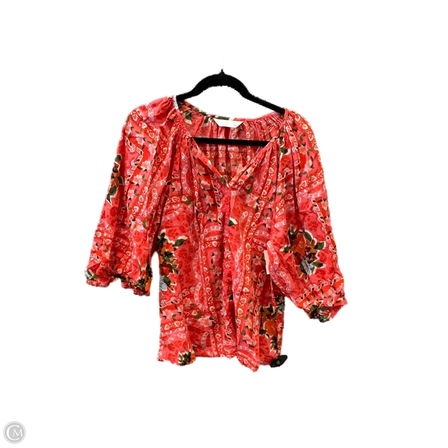Top 3/4 Sleeve By Lc Lauren Conrad In Floral Print, Size: S