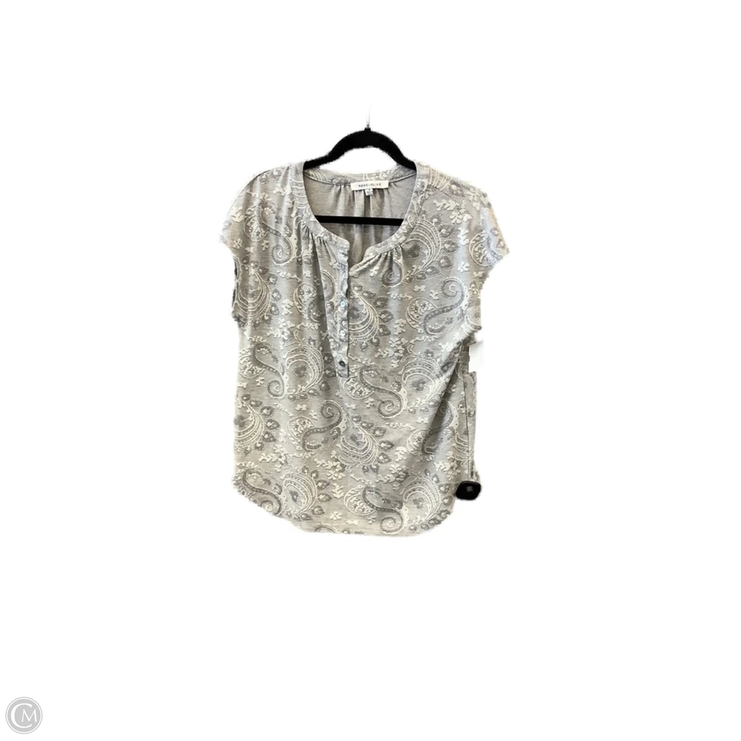 Top Short Sleeve By Rose And Olive In Grey, Size: M