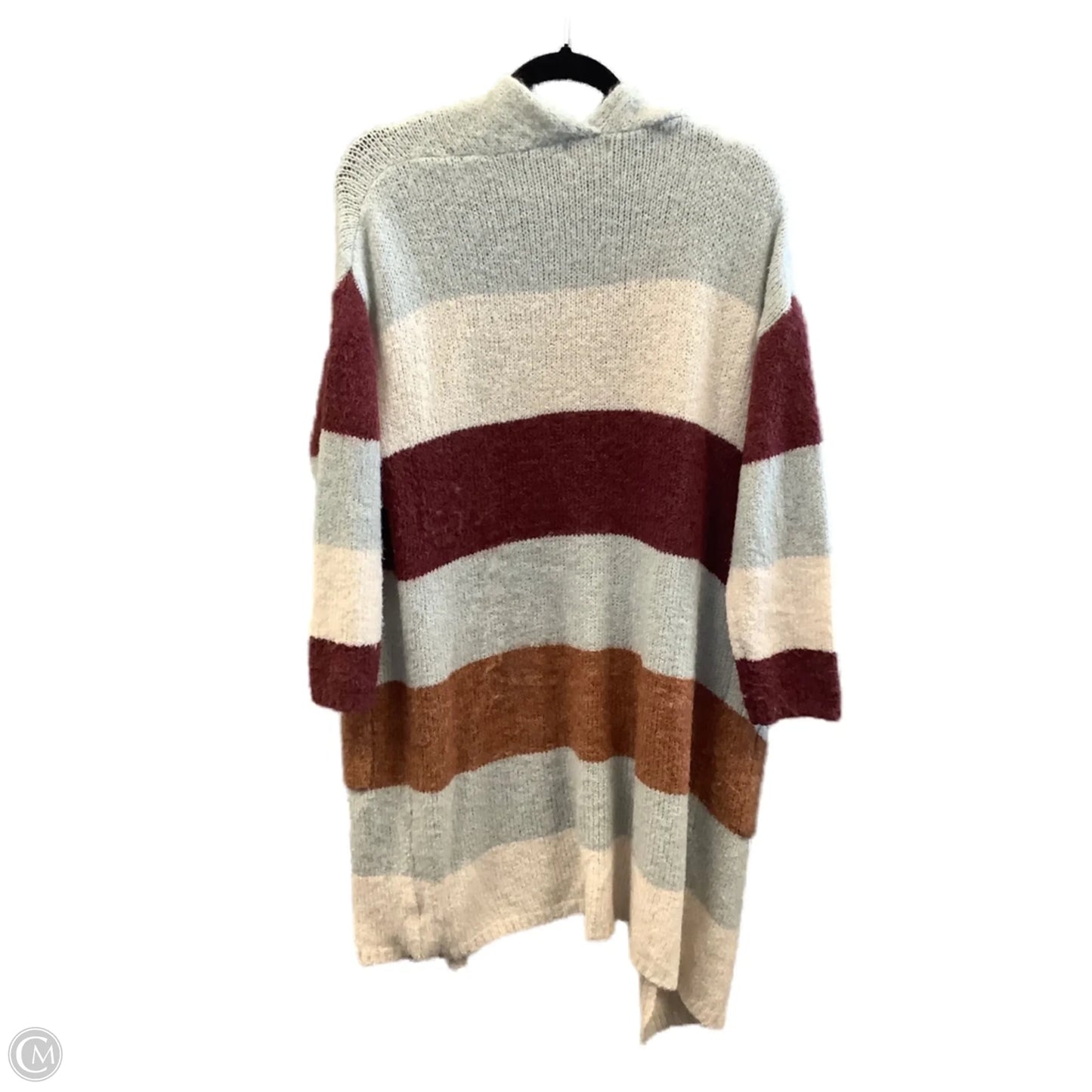 Sweater Cardigan By Entro In Striped Pattern, Size: M