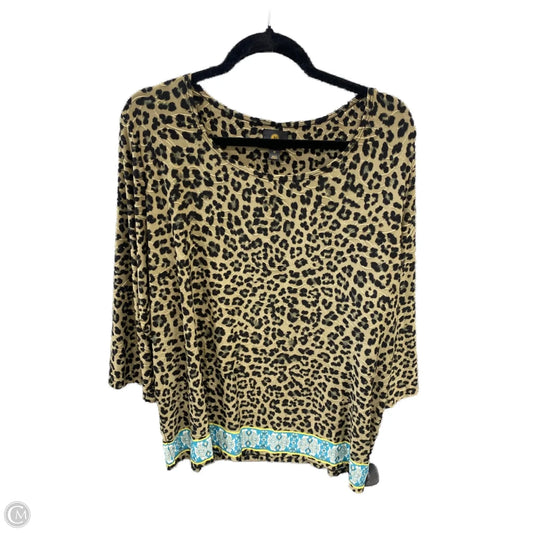 Top Long Sleeve By Jm Collections In Animal Print, Size: 3x