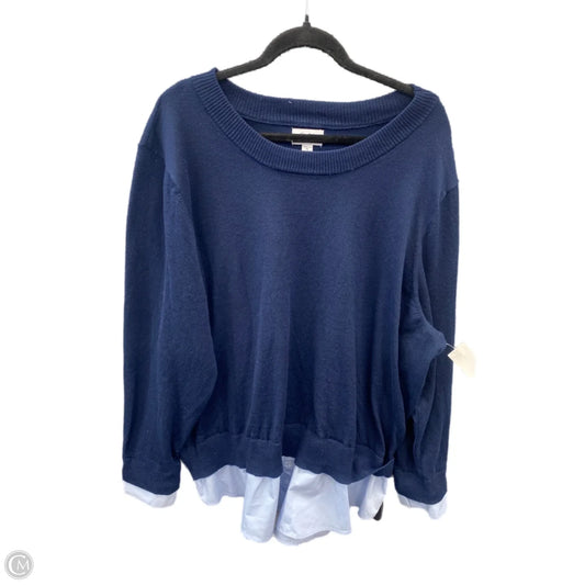 Top Long Sleeve By Croft And Barrow In Blue, Size: 3x