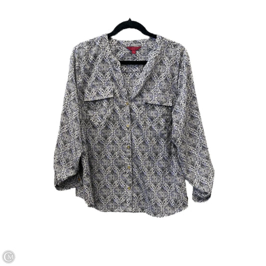 Blouse Long Sleeve By 212 Collection In Blue, Size: Xl