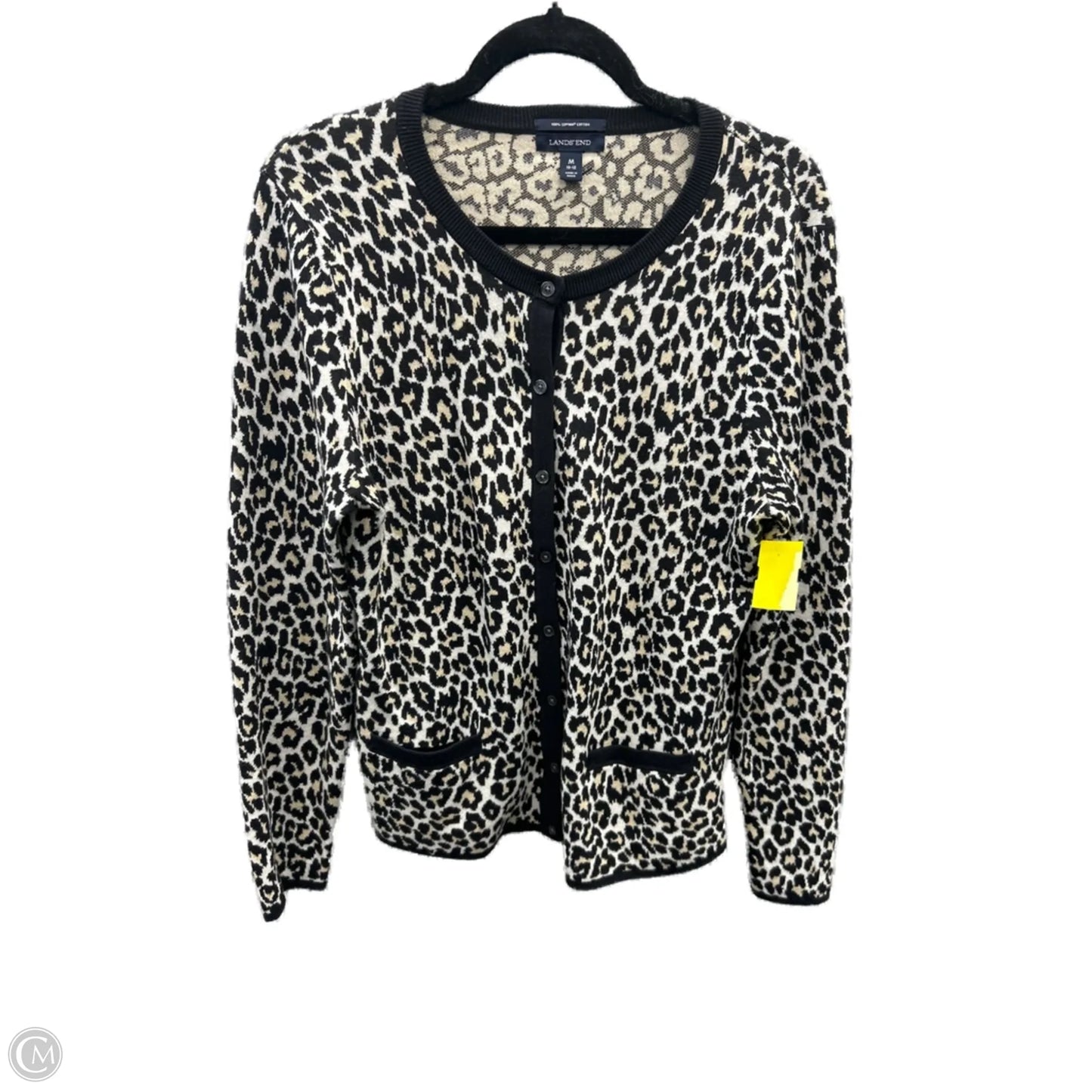 Sweater Cardigan By Lands End In Animal Print, Size: M