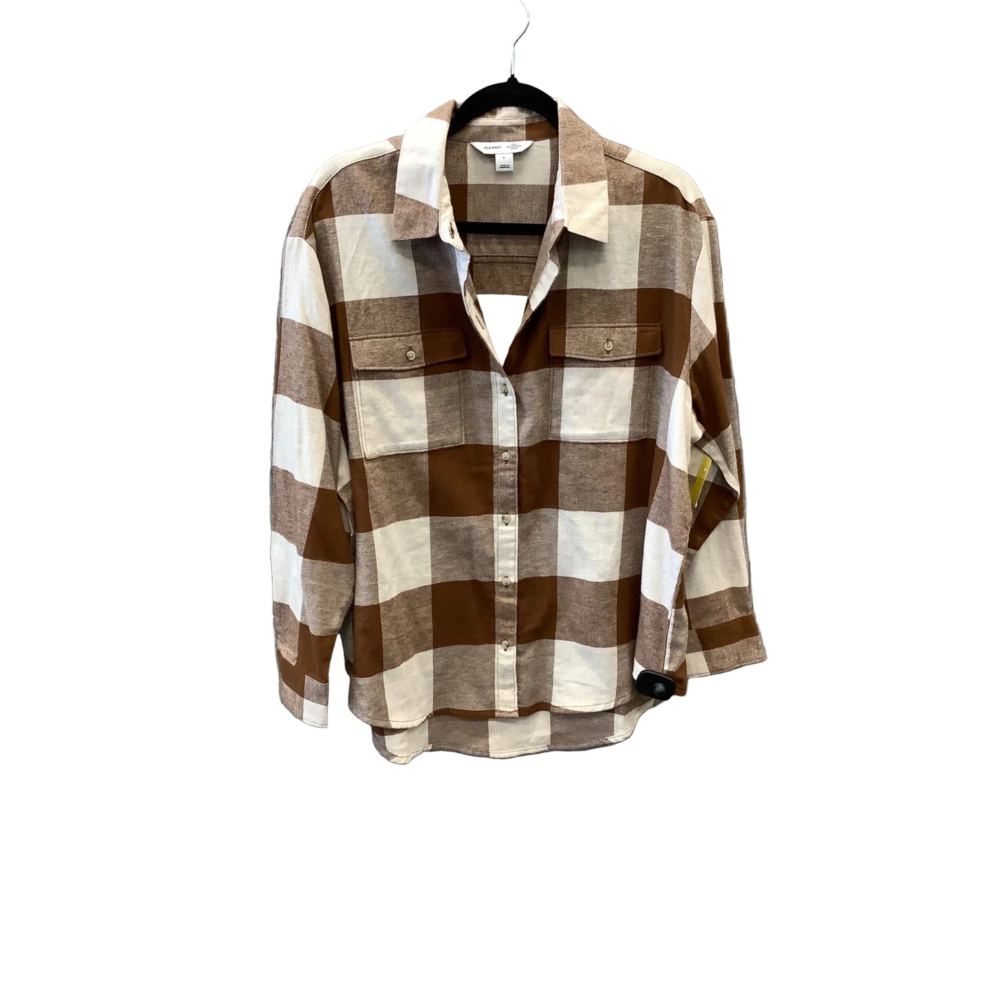Top Long Sleeve By Old Navy In Plaid Pattern, Size: L