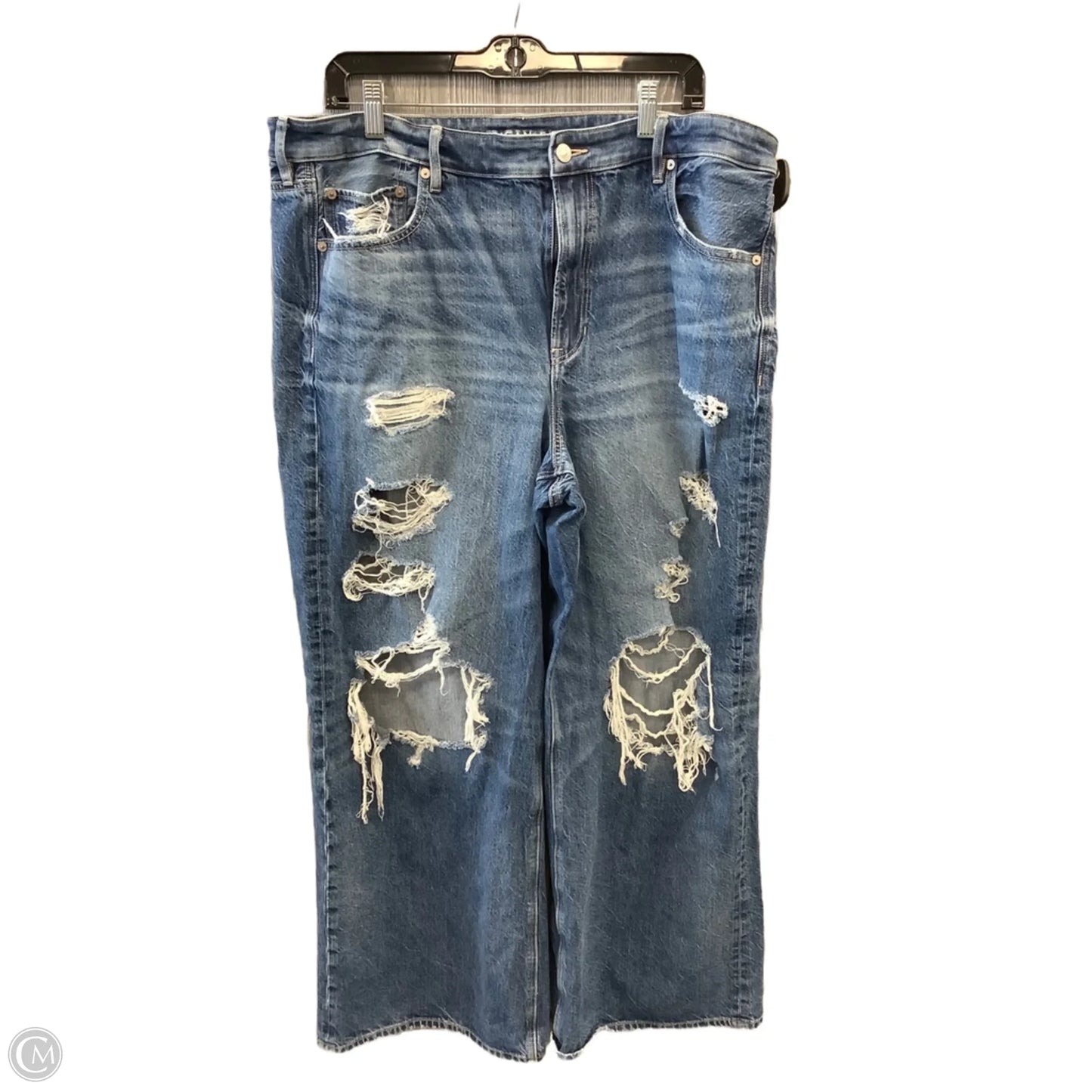 Jeans Wide Leg By American Eagle In Blue Denim, Size: 18