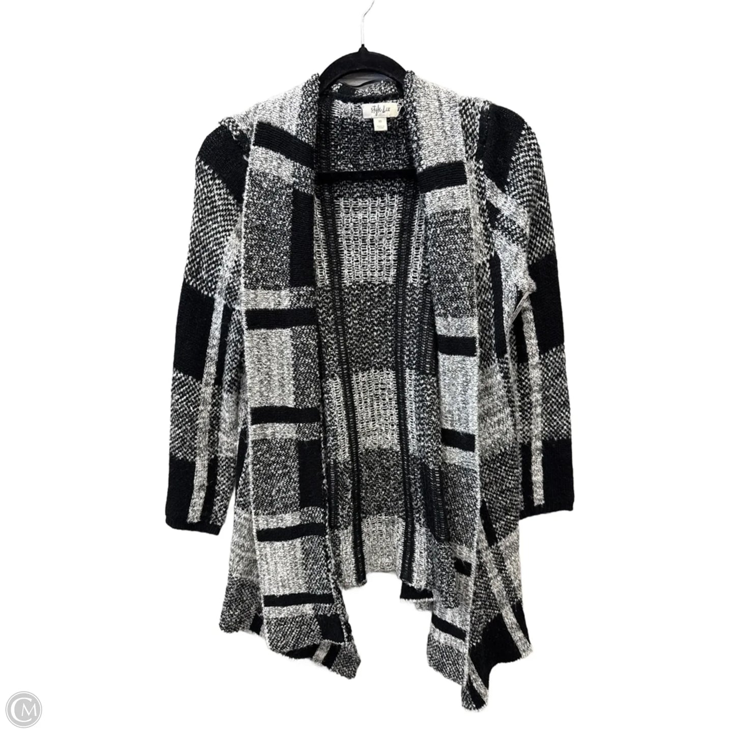 Sweater Cardigan By Style And Company In Plaid Pattern, Size: Xs