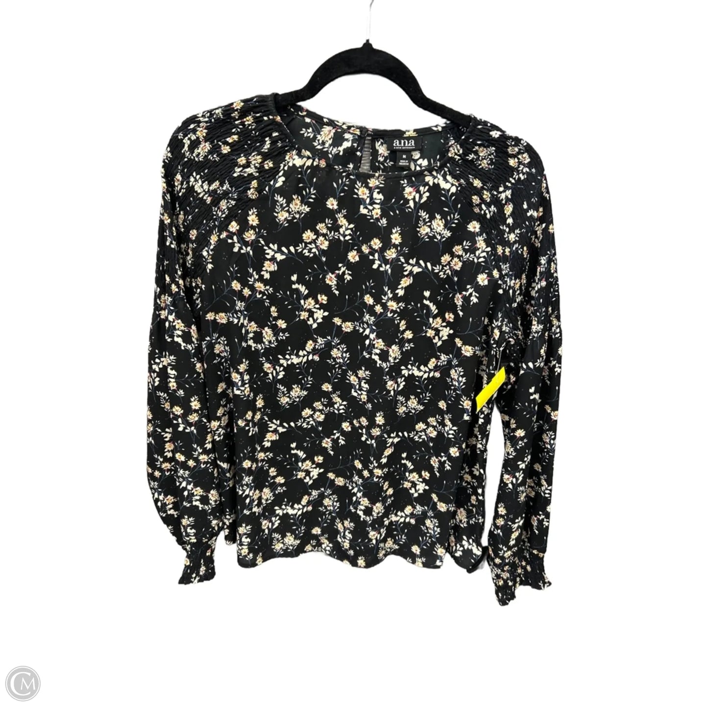 Top Long Sleeve By Ana In Black, Size: M