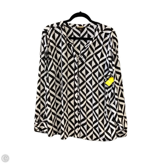 Blouse Long Sleeve By Dana Buchman In Black & White, Size: Xl