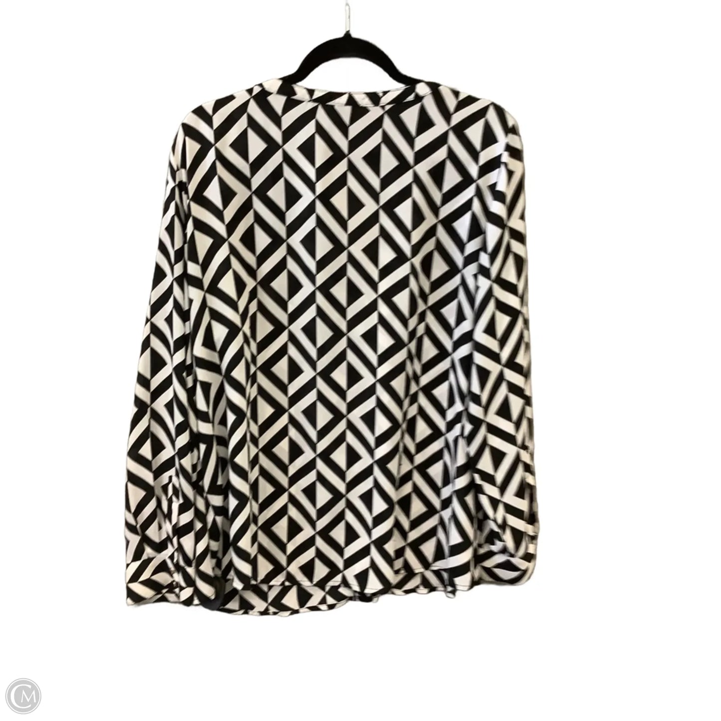 Blouse Long Sleeve By Dana Buchman In Black & White, Size: Xl