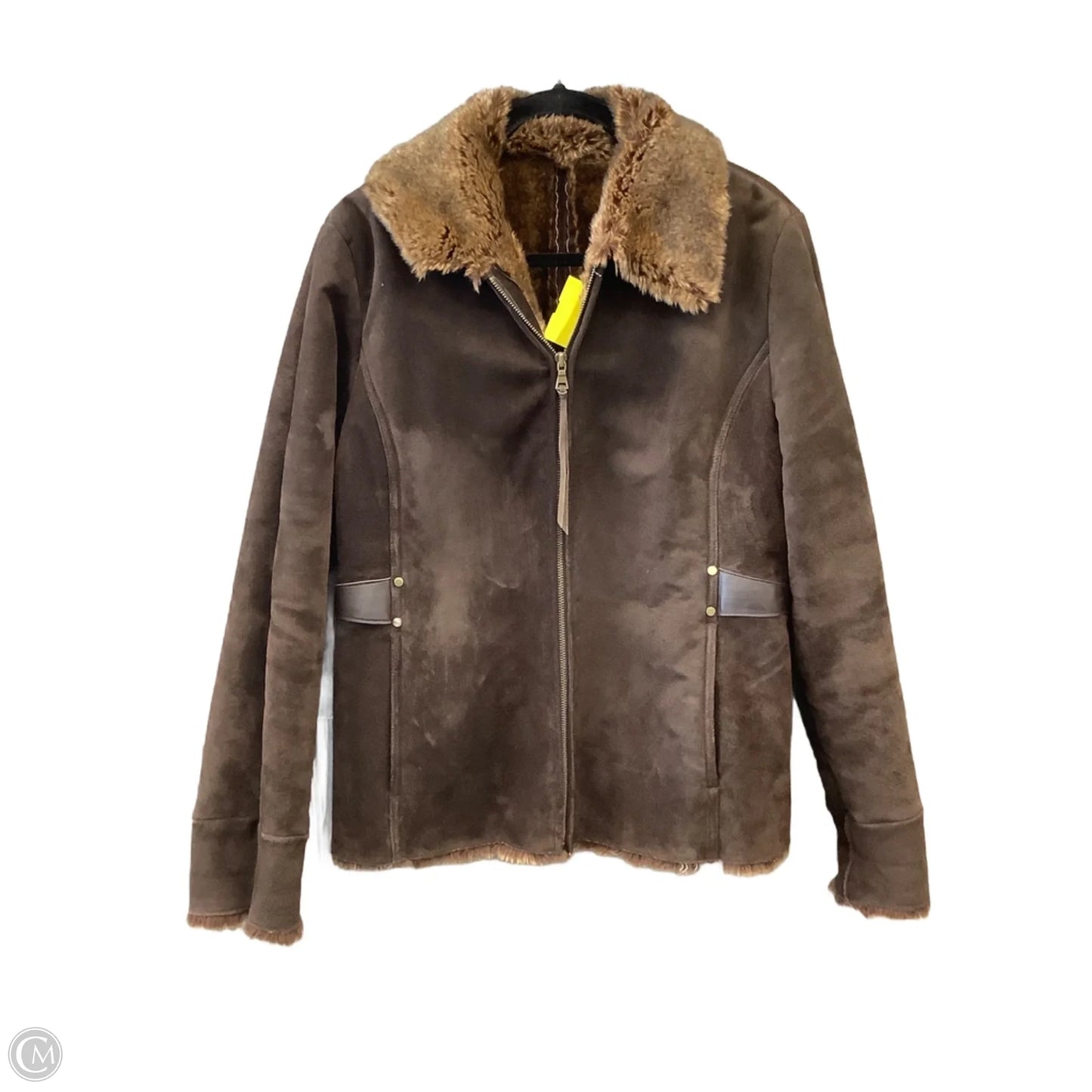 Jacket Faux Fur & Sherpa By Clothes Mentor In Brown, Size: L