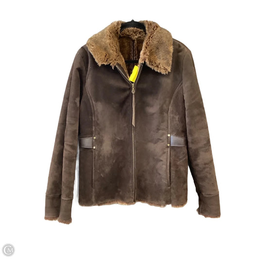 Jacket Faux Fur & Sherpa By Clothes Mentor In Brown, Size: L