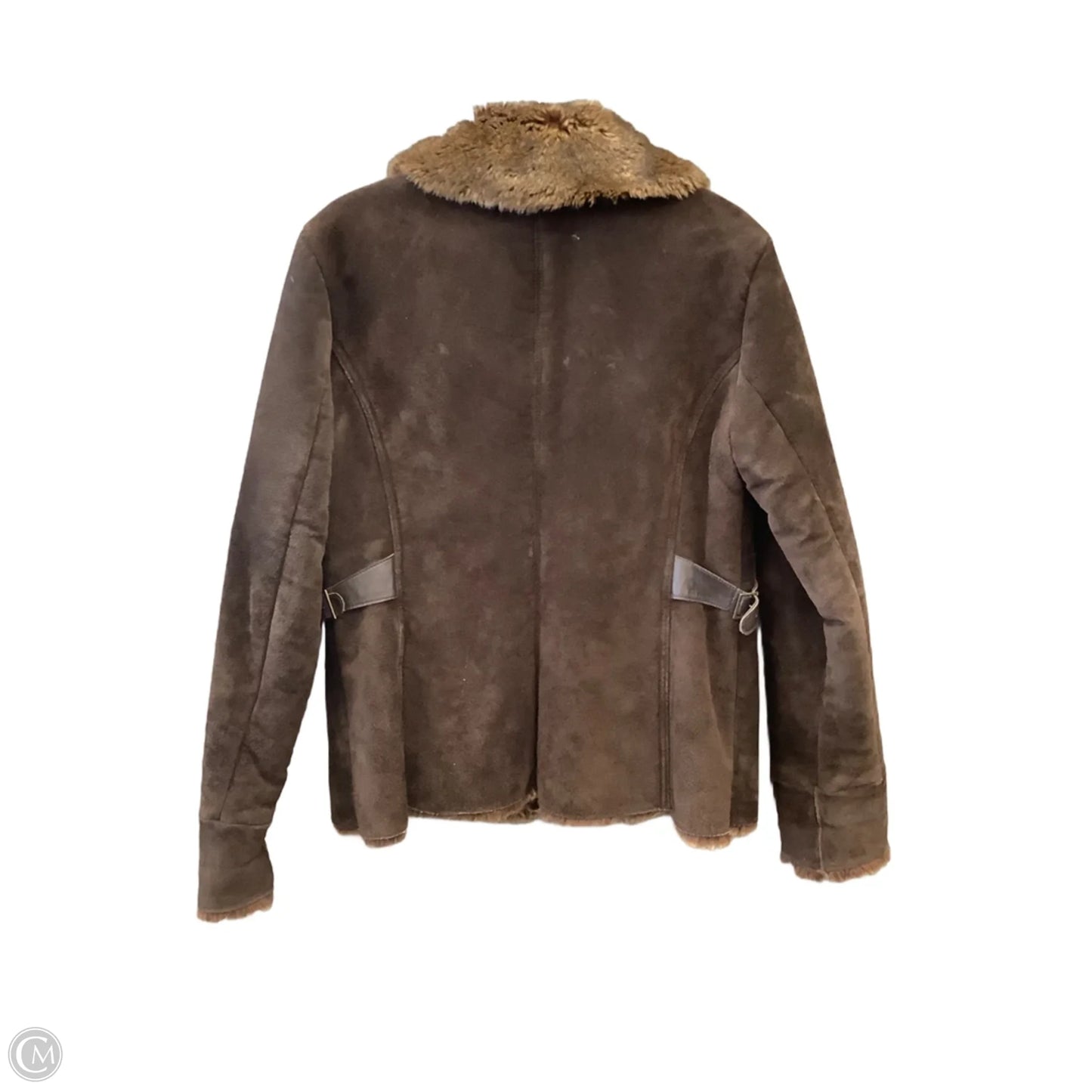 Jacket Faux Fur & Sherpa By Clothes Mentor In Brown, Size: L