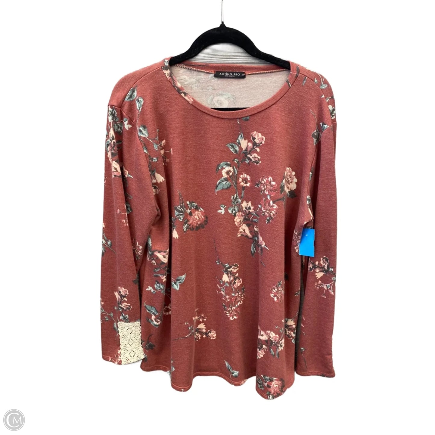 Top Long Sleeve By Acting Pro In Floral Print, Size: 2x