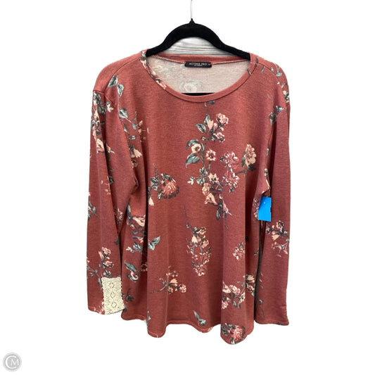 Top Long Sleeve By Acting Pro In Floral Print, Size: 2x