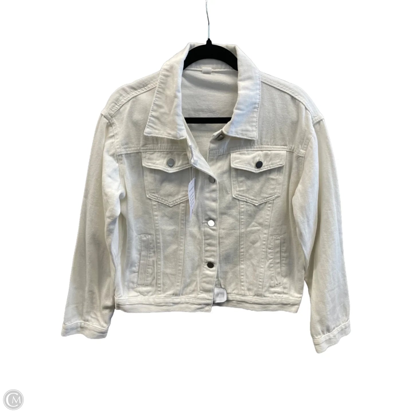 Jacket Denim By Clothes Mentor In White Denim, Size: L