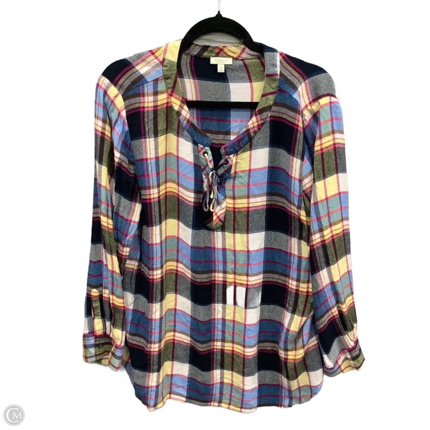 Top Long Sleeve By Talbots In Plaid Pattern, Size: 2x