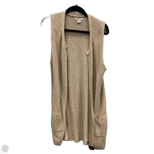 Vest Sweater By Lucky Brand In Tan, Size: M
