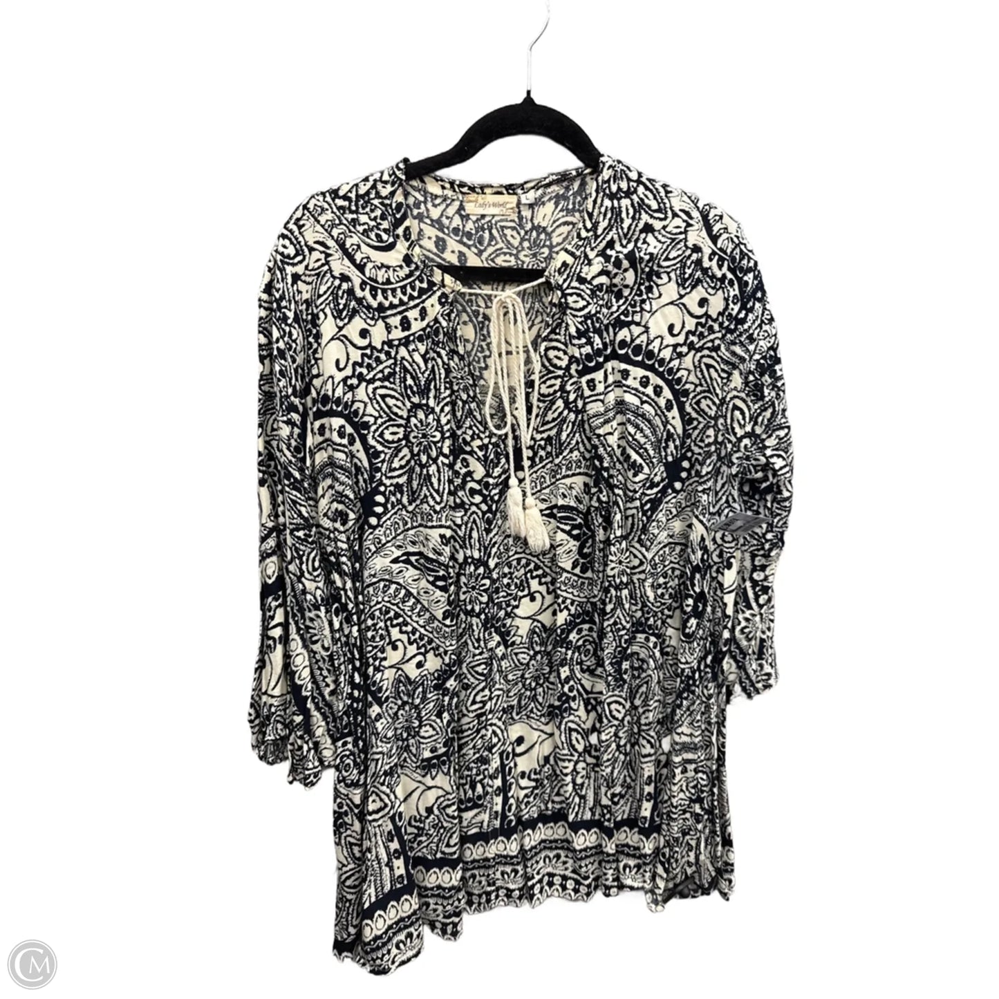 Dress Casual Midi By Clothes Mentor In Blue & Cream, Size: L