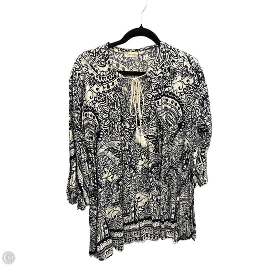 Dress Casual Midi By Clothes Mentor In Blue & Cream, Size: L