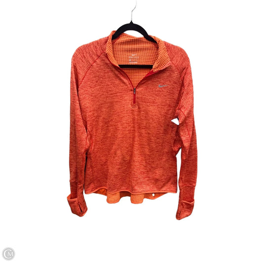 Athletic Top Long Sleeve Collar By Nike Apparel In Orange, Size: Xl