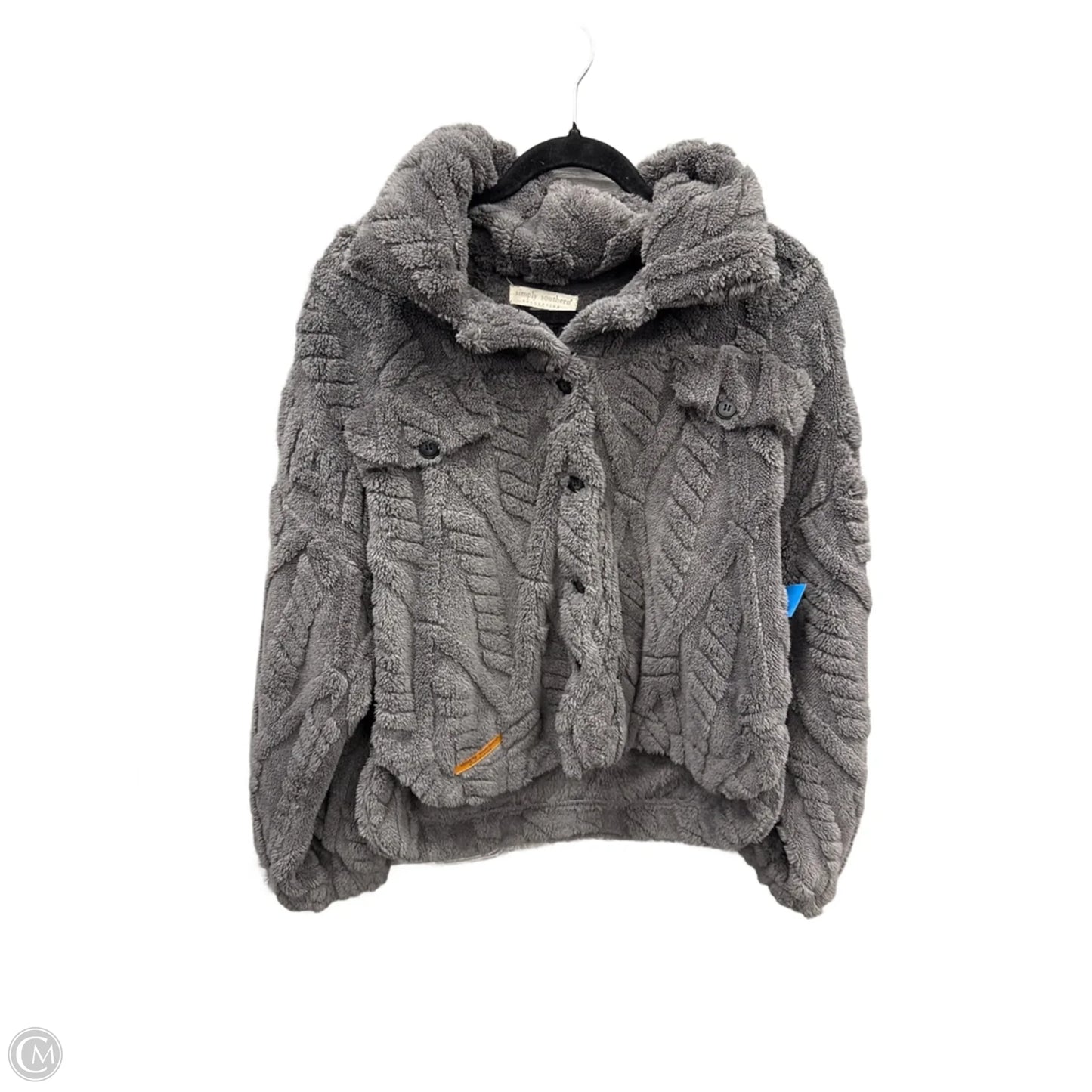 Jacket Faux Fur & Sherpa By Simply Southern In Grey, Size: L