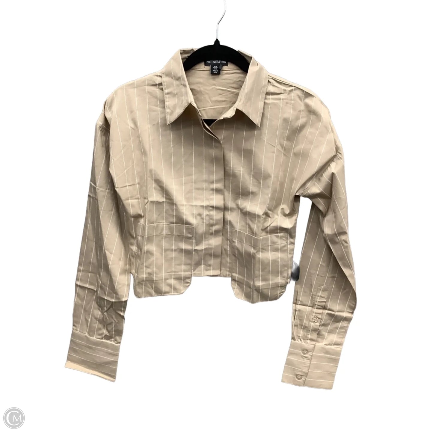 Top Long Sleeve By Pretty Little Thing In Striped Pattern, Size: S