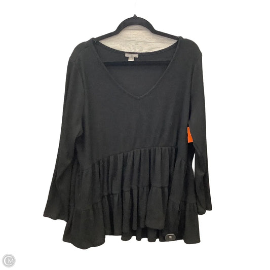 Tunic Long Sleeve By Falls Creek In Black, Size: 2x