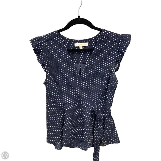 Top Short Sleeve By Monteau In Blue & White, Size: Xl