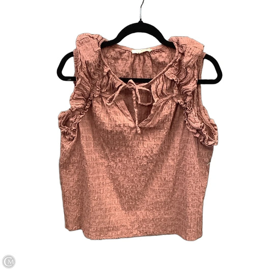 Top Sleeveless By Grade & Gather In Tan, Size: L