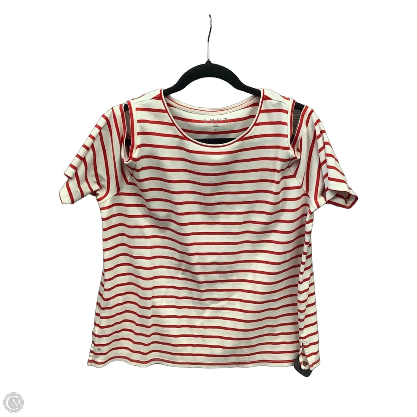 Top Short Sleeve By Loft In Striped Pattern, Size: Xl