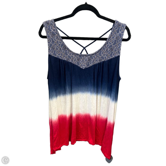 Top Sleeveless By World Unity In Blue & Red & White, Size: Xl