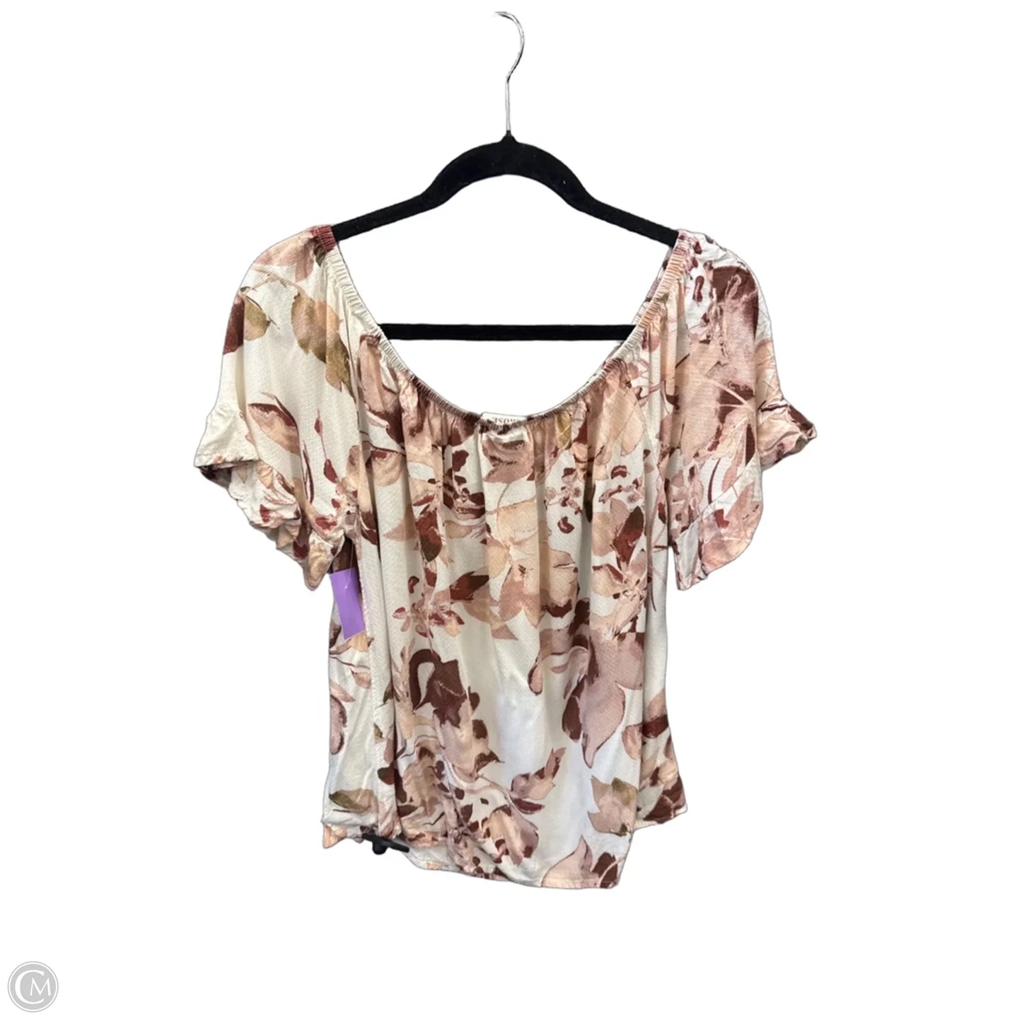 Top Short Sleeve By Knox Rose In Floral Print, Size: L