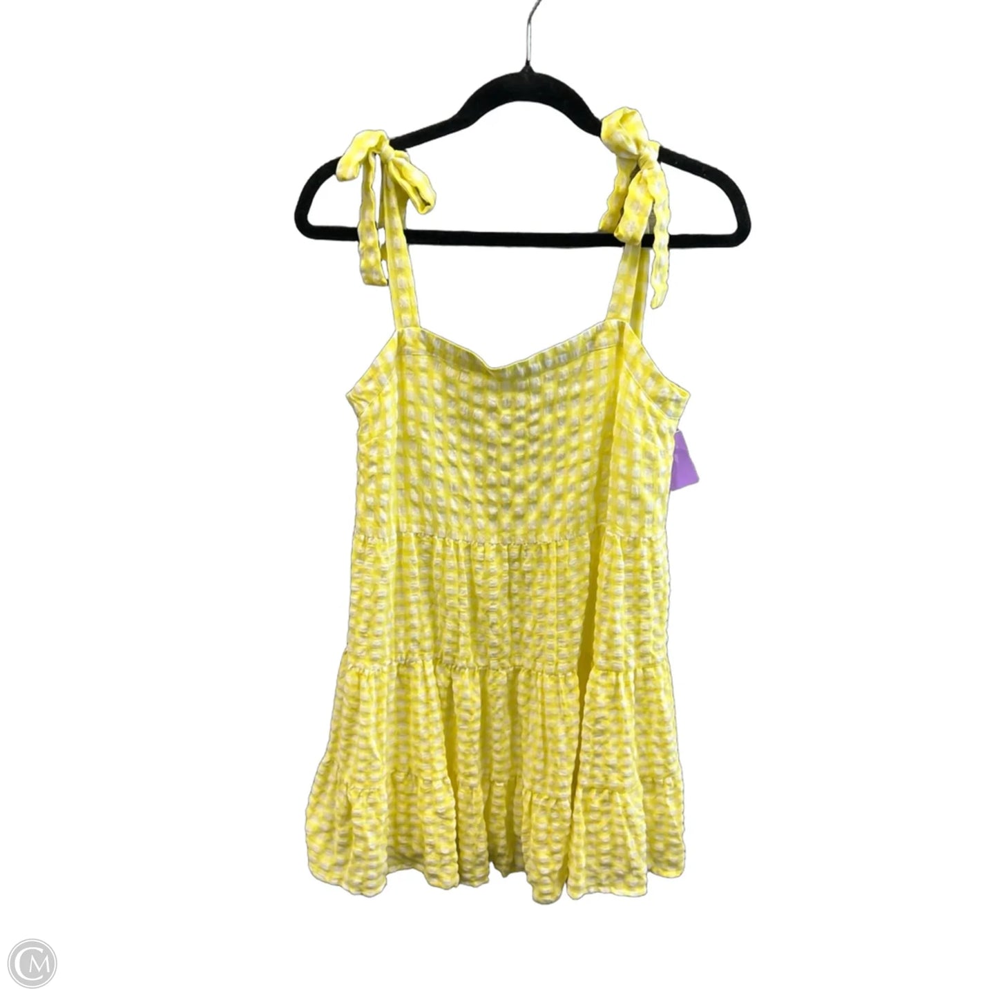 Dress Casual Short By Pink Lily In White & Yellow, Size: M