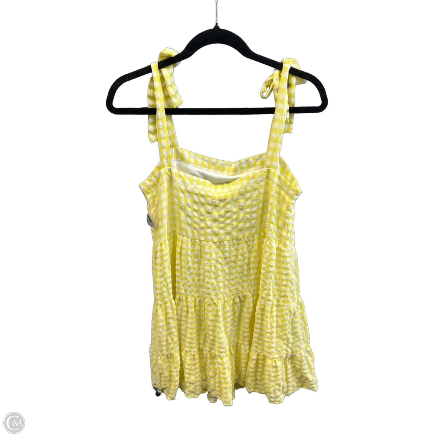 Dress Casual Short By Pink Lily In White & Yellow, Size: M