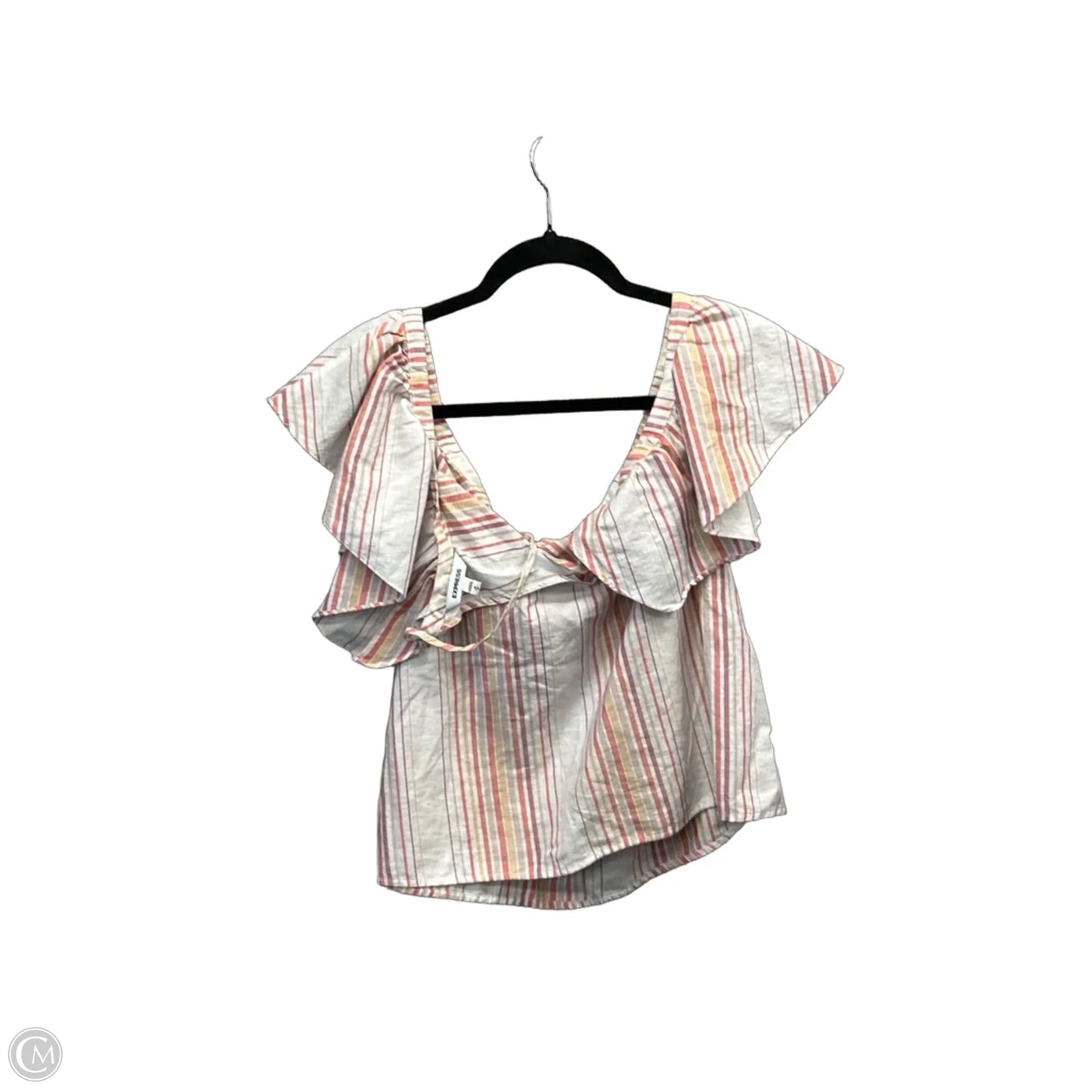 Top Short Sleeve By Express In Striped Pattern, Size: M