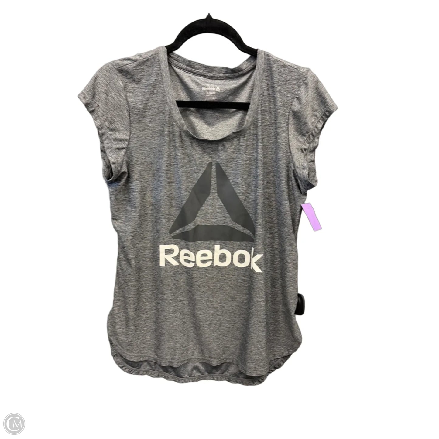 Athletic Top Short Sleeve By Reebok In Grey, Size: L