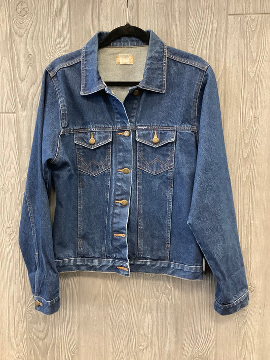 Jacket Denim By Wrangler In Blue Denim, Size: L