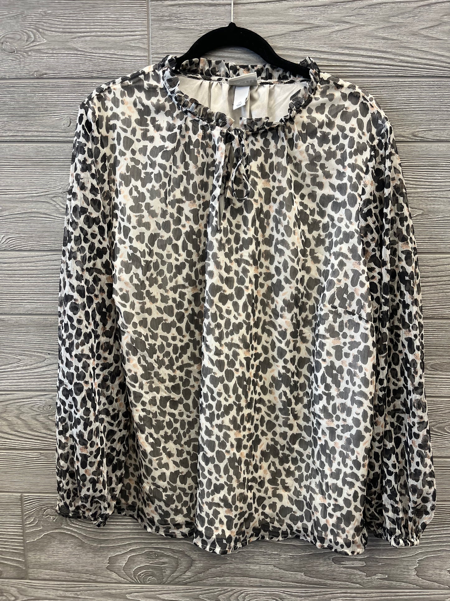 Top Long Sleeve By Ava & Viv In Animal Print, Size: 2x