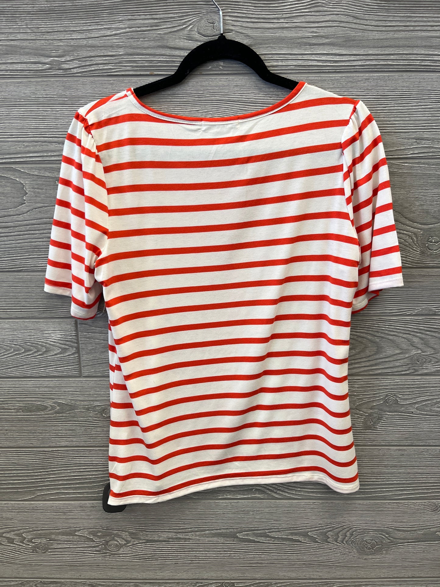 Top Short Sleeve By Notations In Orange & White, Size: S