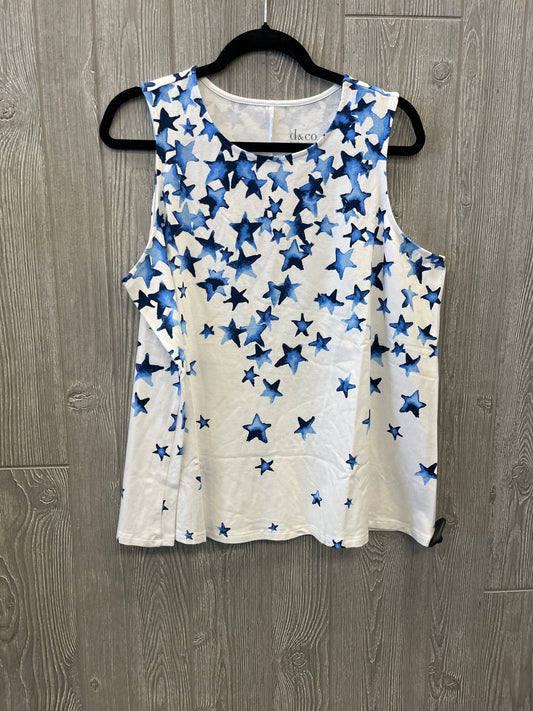 Top Sleeveless By Denim And Company In Blue & White, Size: 1x