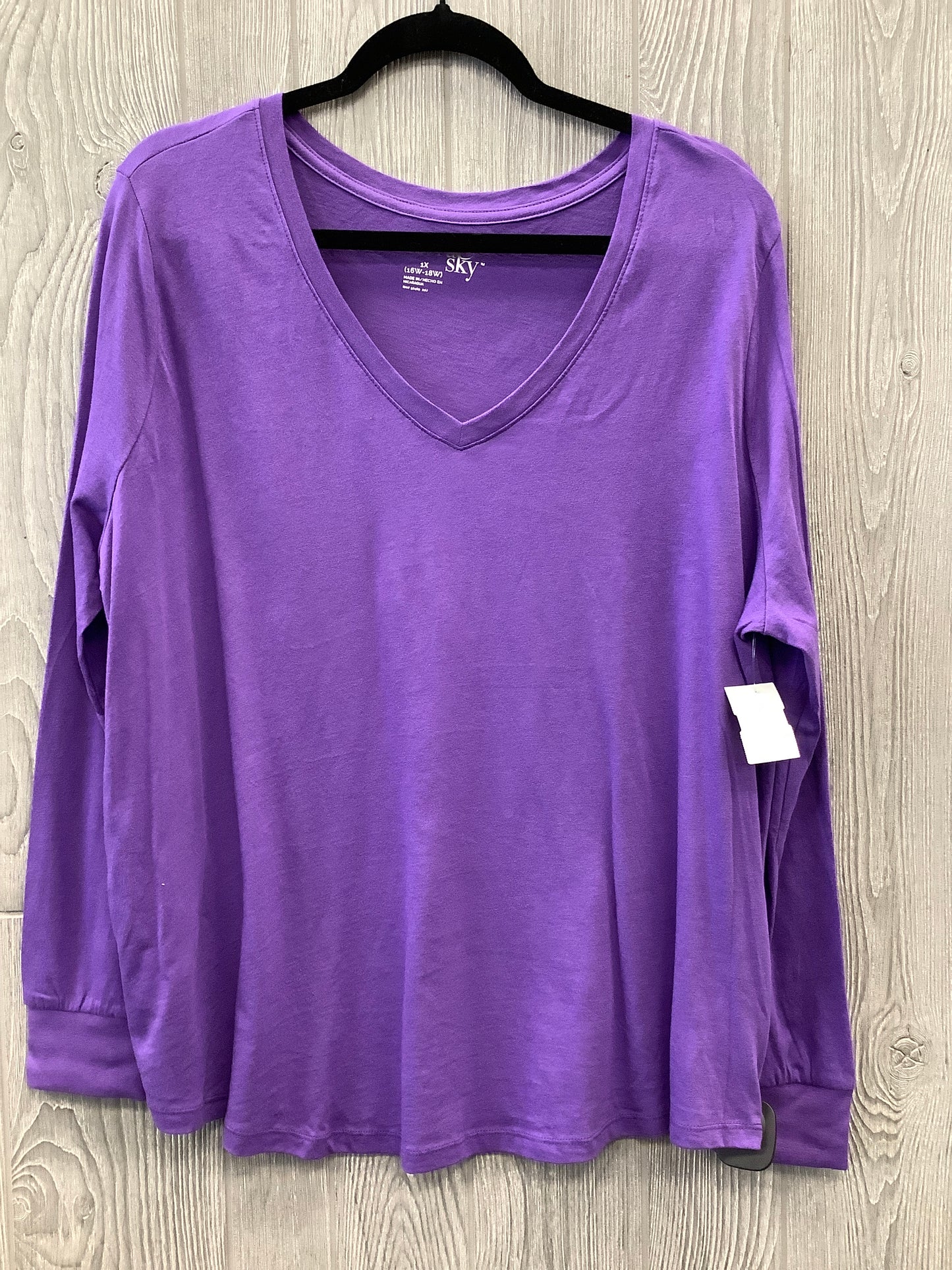 Top Long Sleeve Basic By Terra & Sky In Purple, Size: 1x