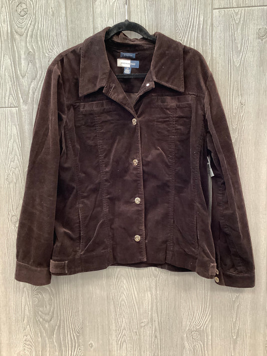 Jacket Shirt By Jones Wear In Brown, Size: Xl