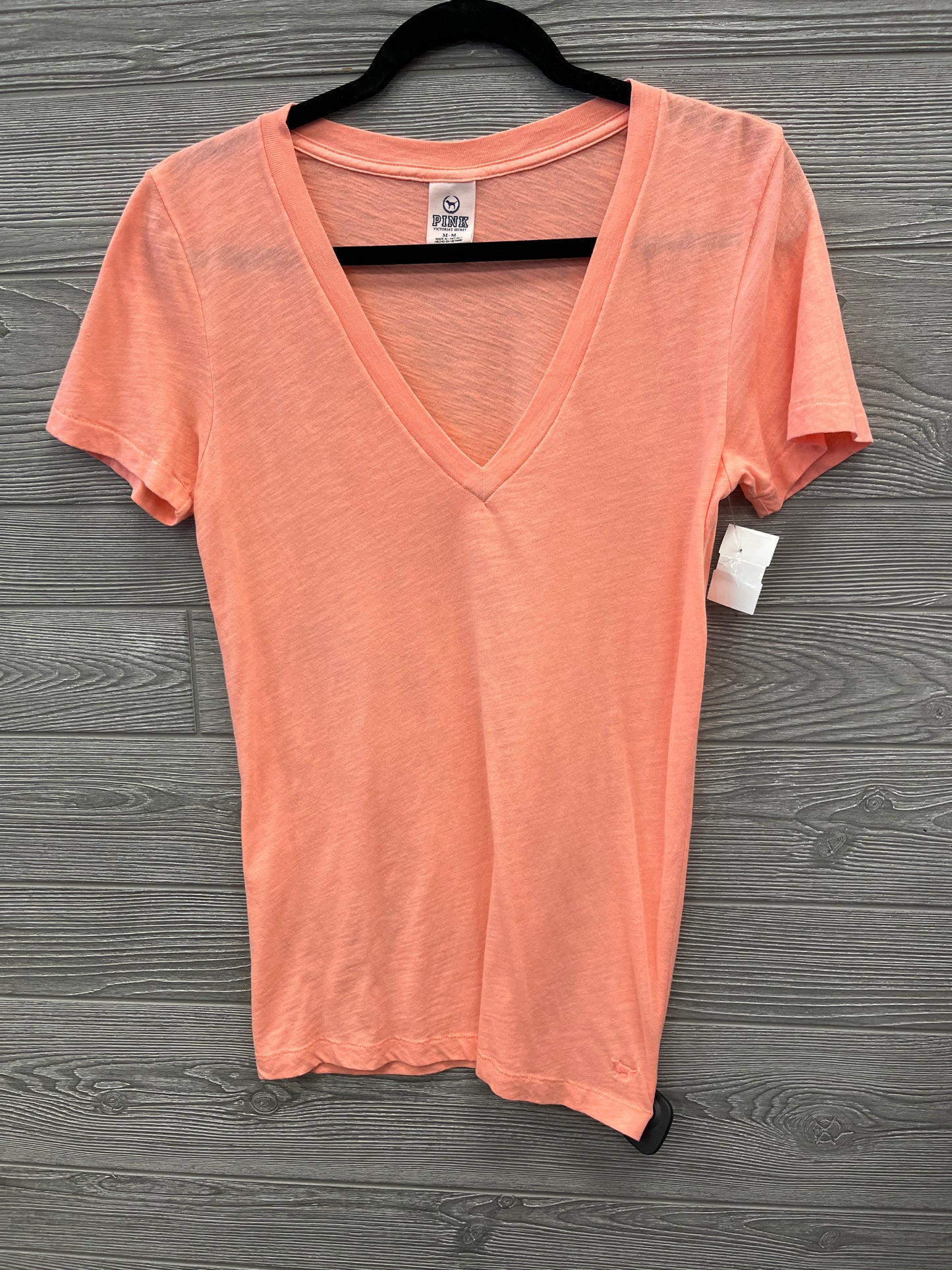 Top Short Sleeve By Pink In Coral, Size: M