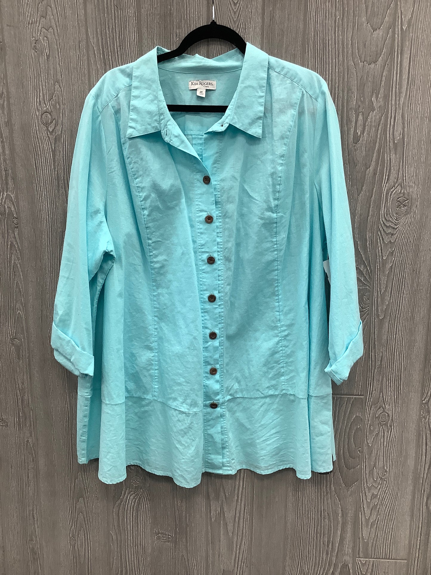 Top Long Sleeve By Kim Rogers In Blue, Size: 2x