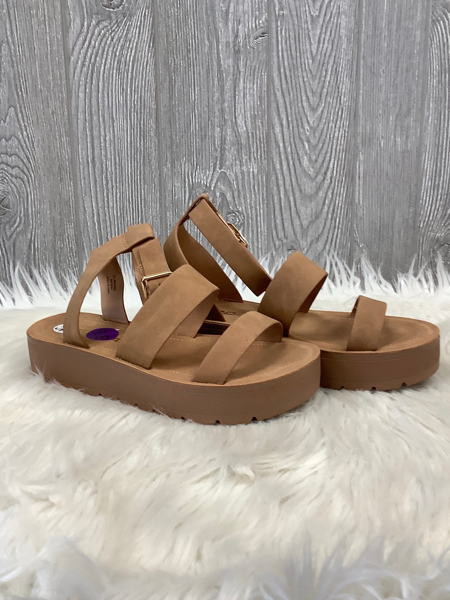 Sandals Heels Platform By Soda In Tan, Size: 6.5