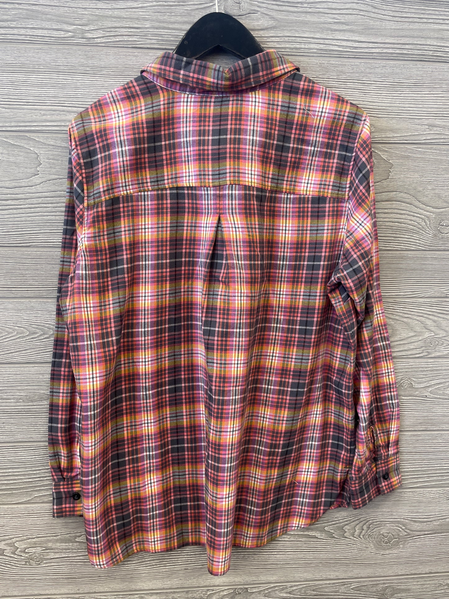 Top Long Sleeve By Christopher And Banks In Plaid Pattern, Size: L