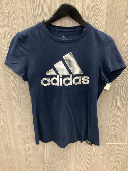 Athletic Top Short Sleeve By Adidas In Navy, Size: S