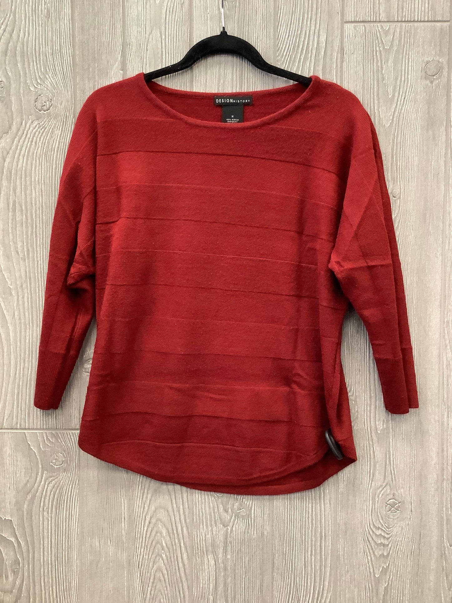 Top Long Sleeve By Design History In Red, Size: M